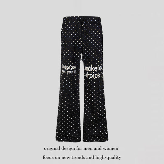 Damen Weite Lounge-Hose mit Kordelzug, ausgestelltem Bein und Statement-Print Nord Taschen