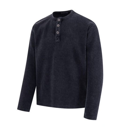 Herren Waffelstrick-Henleyshirt mit Knopfleiste und lässigem Regular-Fit Nord Taschen