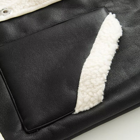 Damen Ärmellose Lammfellimitat-Weste mit Reverskragen und aufgesetzten Taschen Nord Taschen