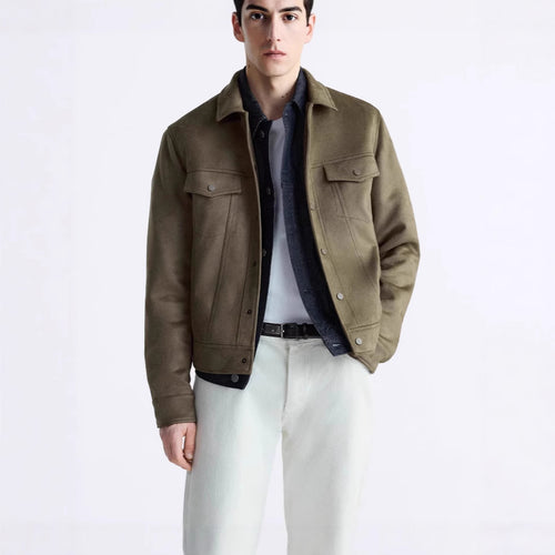 Herren Kurze Truckerjacke aus Velourslederoptik Nord Taschen