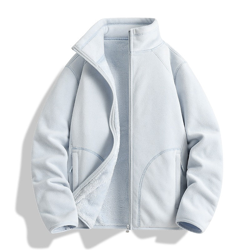 Herren Fleecejacke mit Sherpa‑Teddyfutter, Stehkragen & Zwei‑Wege‑Reißverschluss Nord Taschen