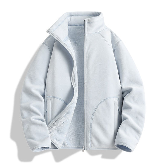 Herren Fleecejacke mit Sherpa‑Teddyfutter, Stehkragen & Zwei‑Wege‑Reißverschluss Nord Taschen