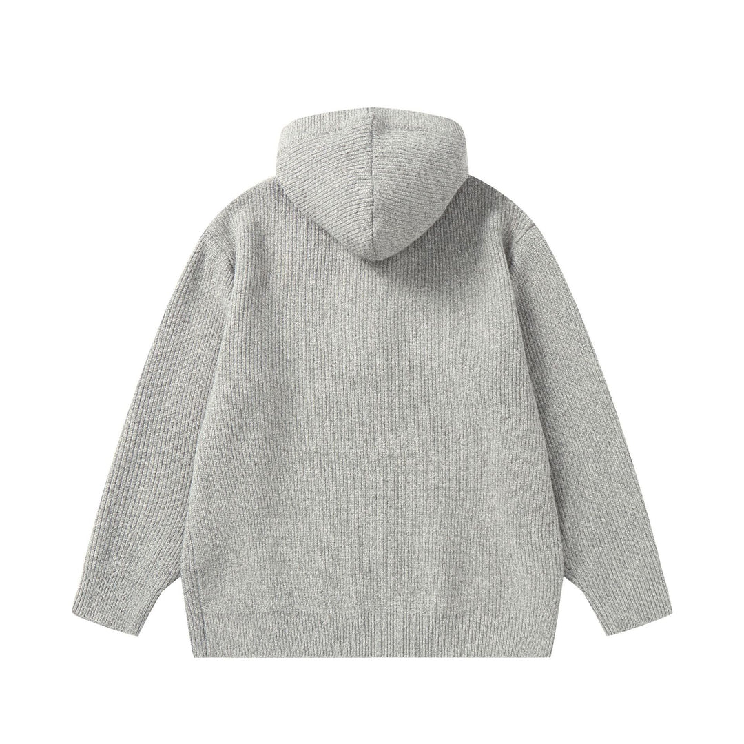Unisex Gerippter Strick-Hoodie mit Halbknopfblende und Oversize-Schnitt Nord Taschen