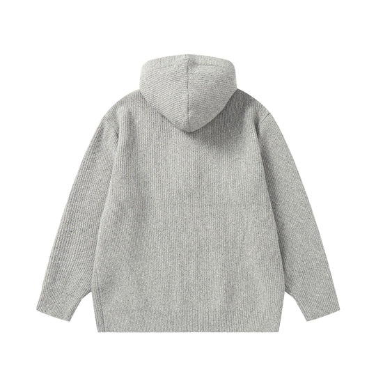 Unisex Gerippter Strick-Hoodie mit Halbknopfblende und Oversize-Schnitt Nord Taschen