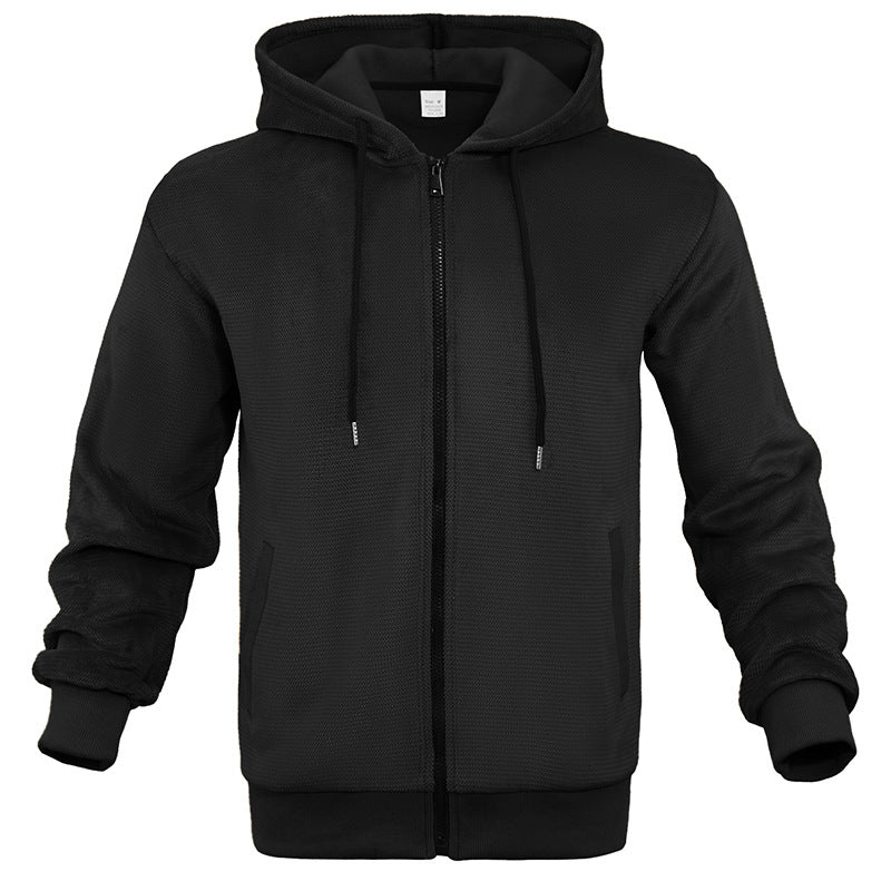 Herren Strukturiertes Kapuzen-Sweatshirt mit Vollzip, Seitentaschen und Rippbündchen Nord Taschen