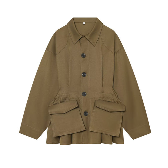 Damen Kurzjacke im Utility‑Stil mit weitem Schnitt und großen Klappentaschen Nord Taschen