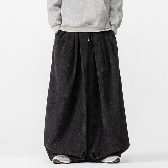 Herren Extraweite Cord-Ballonhose mit Falten, Tunnelzug und schwerem Fall Nord Taschen