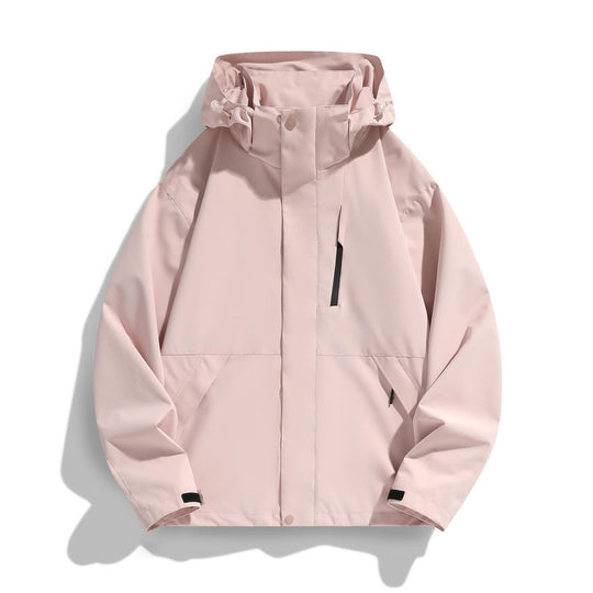 Damen Wasserabweisende Kapuzen‑Übergangsjacke mit verstellbarer Kapuze, verdeckter Frontblende und Multifunktionstaschen Nord Taschen