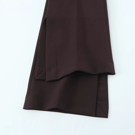 Damen Weite High‑Waist‑Hose mit Bundfalte und seitlichen Beinschlitzen Nord Taschen