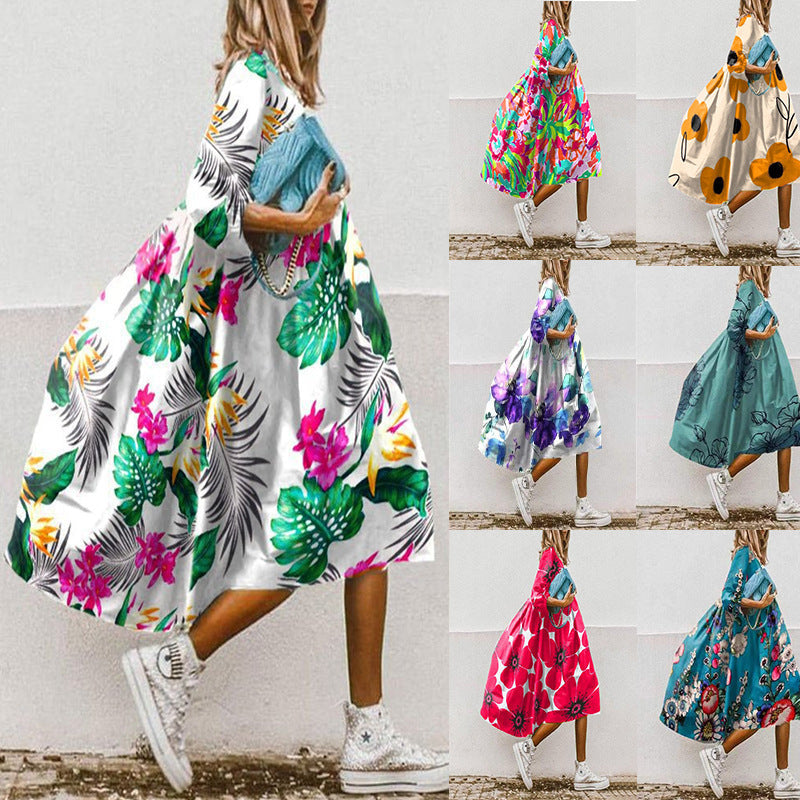 Damen Freizeitkleid mit farbenfrohem Blumendesign