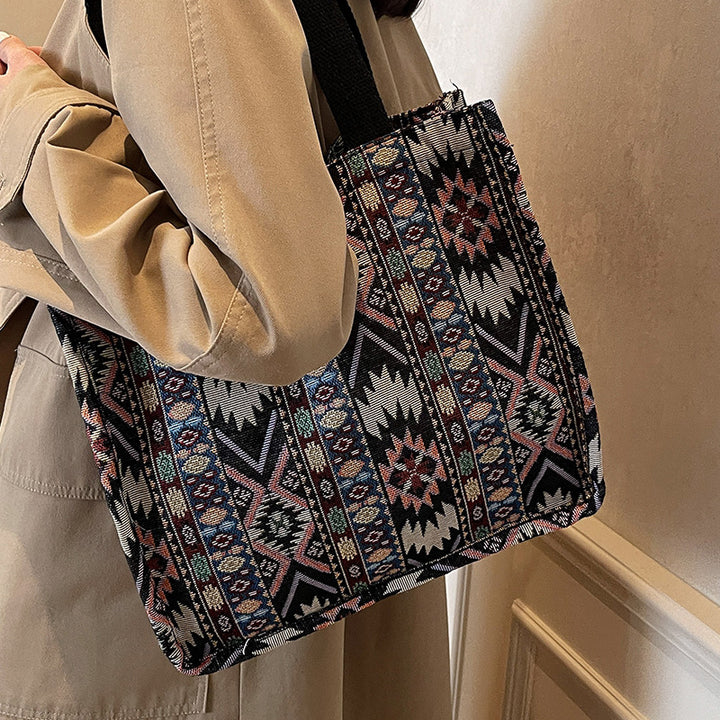Damen Tragetasche mit ethnischem Muster und robusten Griffen Nord Taschen
