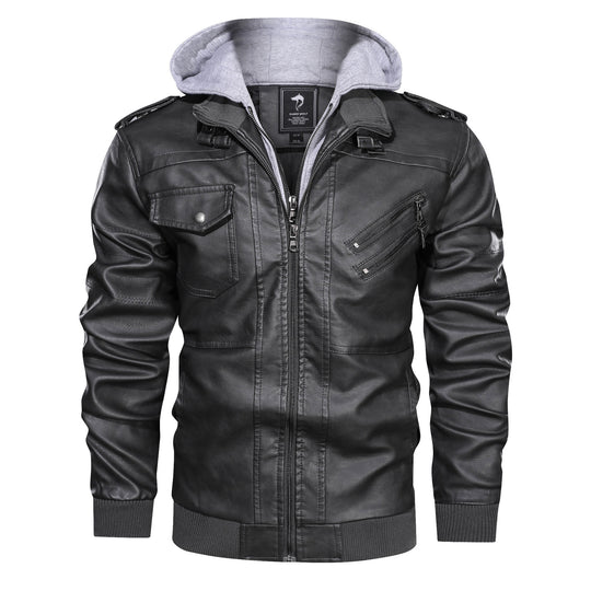 Herren Piloten-Blouson aus Kunstleder mit integriertem Kapuzen-Inlay und Zipper-Details Nord Taschen
