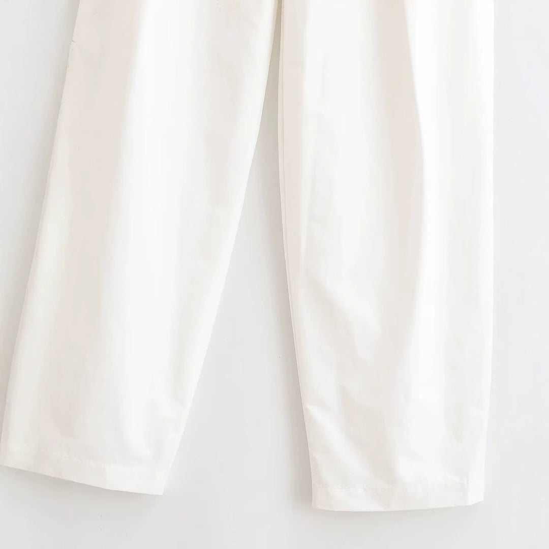 Damen Elegante High‑Waist Palazzo‑Hose mit Bügelfalte und geradem weitem Bein Nord Taschen