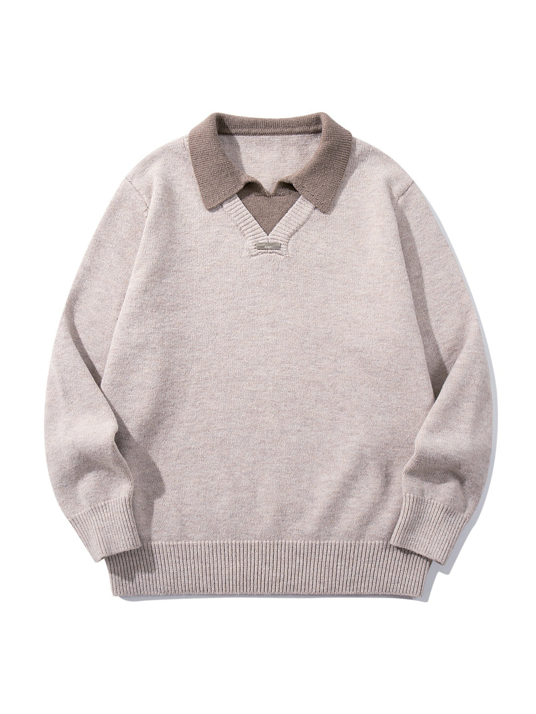 Herren Boxy-Strickpullover mit Polokragen und V‑Einsatz Nord Taschen