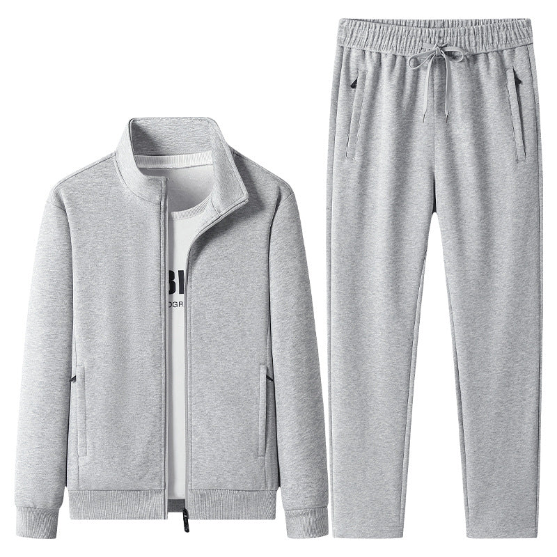 Herren Jogginganzug-Set aus Baumwollmix mit Stehkragen Reißverschlussjacke und Kordelbundhose Nord Taschen