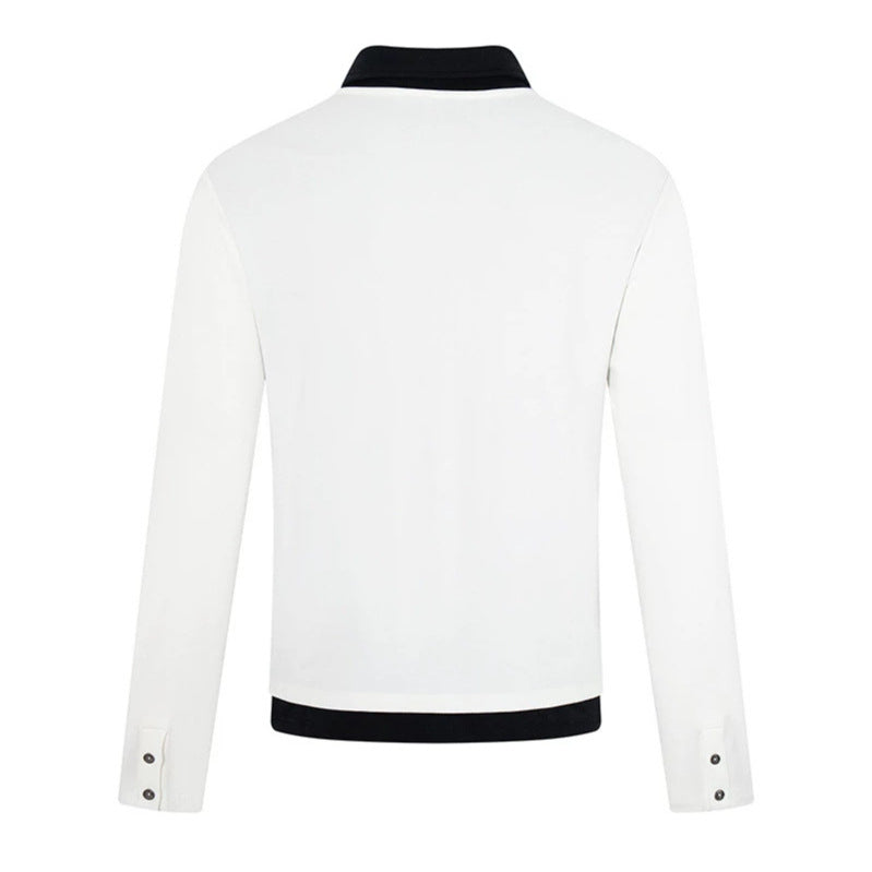 Herren Langarm-Poloshirt mit asymmetrischer Knopfleiste und kontrastierendem Kragen Nord Taschen