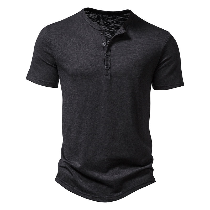 Herren Kurzarm-Henley-T-Shirt mit modischem Knopfdesign und atmungsaktiver Baumwolle Nord Taschen