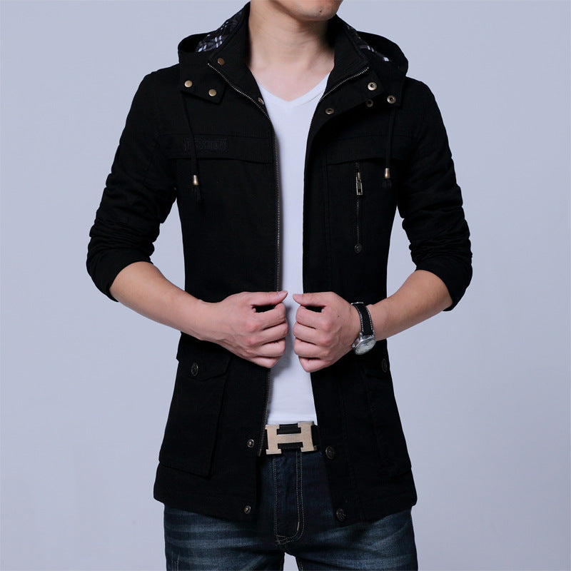 Herren Utility-Canvasjacke mit Kapuze, Reißverschluss-Front und Mehrfachtaschen Nord Taschen