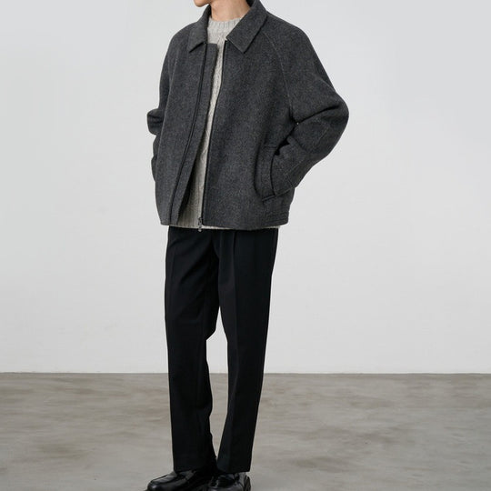 Herren Boxy‑Wollblouson mit verdecktem Zwei‑Wege‑Reißverschluss und Hemdkragen Nord Taschen