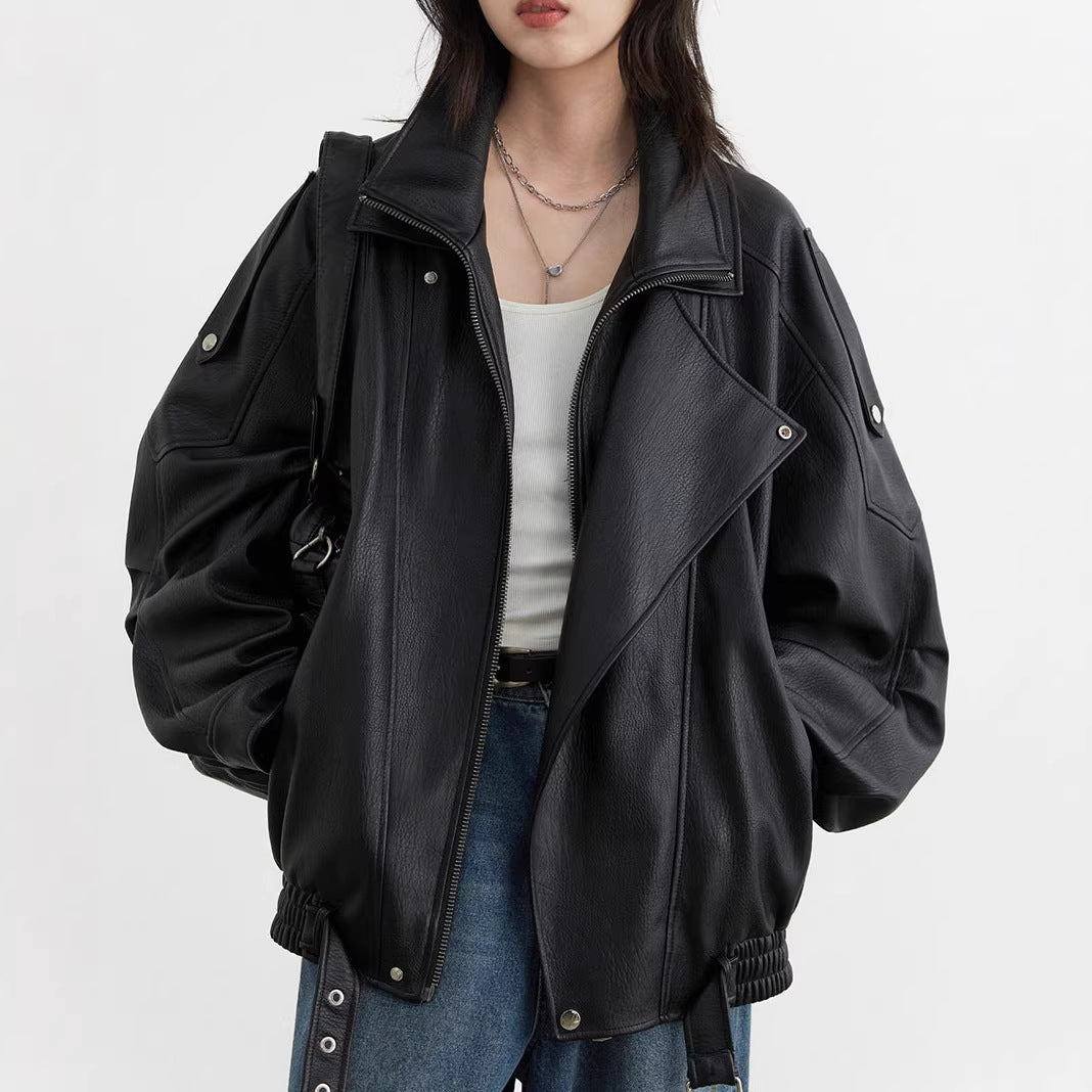 Damen Stilvolle Lederjacke Nord Taschen