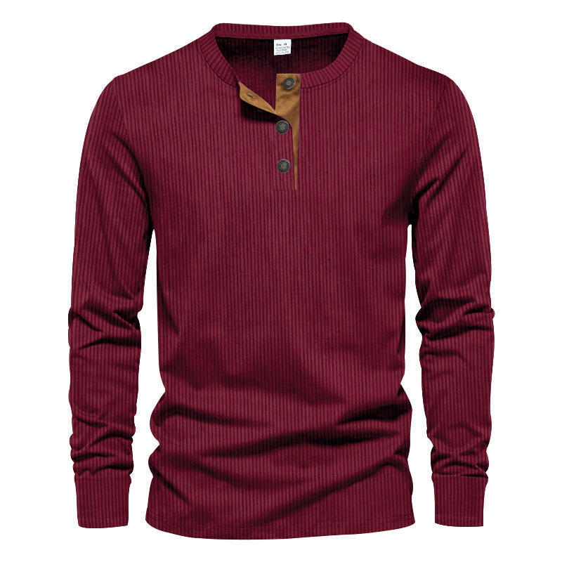 Herren Langarm-Henley-Shirt mit strukturiertem Design