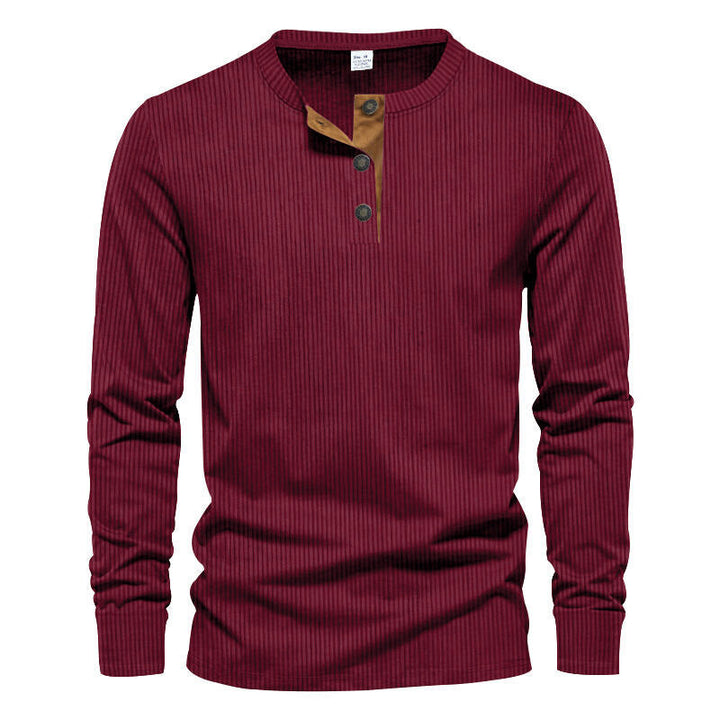 Herren Langarm-Henley-Shirt mit strukturiertem Design