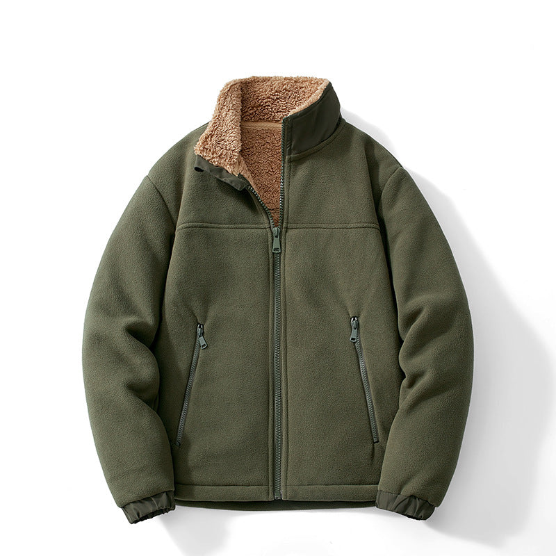Herren Teddygefütterte Fleecejacke mit Stehkragen, Reißverschluss und Thermo-Innenfutter Nord Taschen