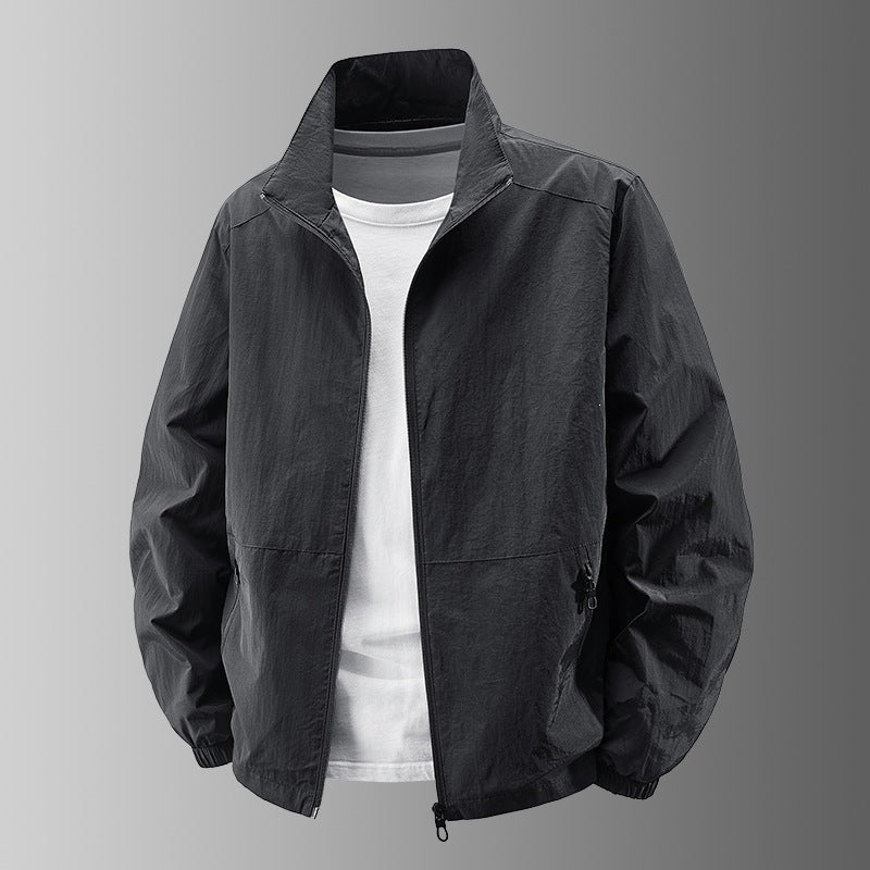 Herren Ultraleichte Funktions-Übergangsjacke mit Stehkragen, Zwei-Wege-Reißverschluss & verdeckten Reißverschlusstaschen Nord Taschen