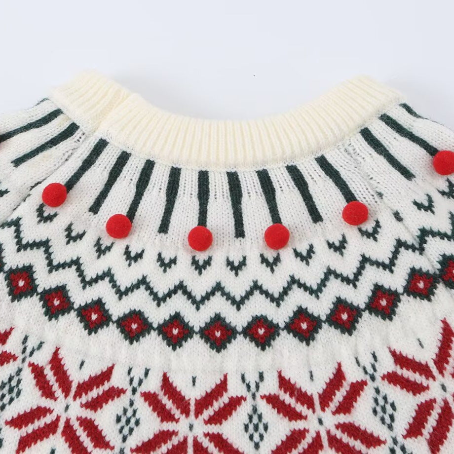 Damen Strickpullover mit Norwegerbordüre und aufgesetzten Zierpompons Nord Taschen