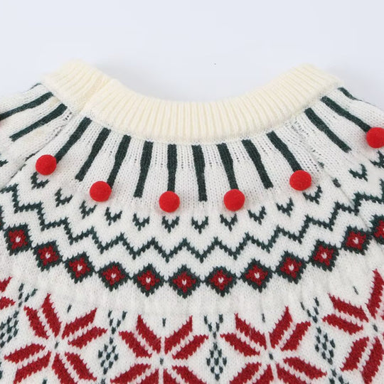 Damen Strickpullover mit Norwegerbordüre und aufgesetzten Zierpompons Nord Taschen