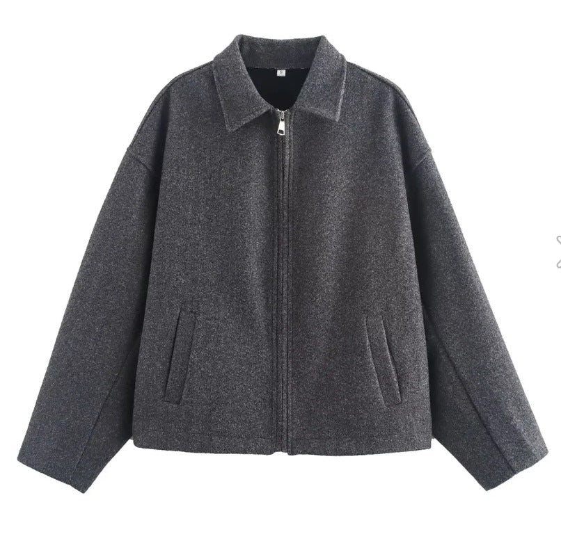 Damen 3100+ lässige kurze Fleece‑Blousonjacke im Boxy‑Cut mit Reißverschluss und Umlegekragen Nord Taschen