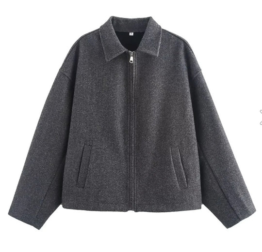 Damen 3100+ lässige kurze Fleece‑Blousonjacke im Boxy‑Cut mit Reißverschluss und Umlegekragen Nord Taschen