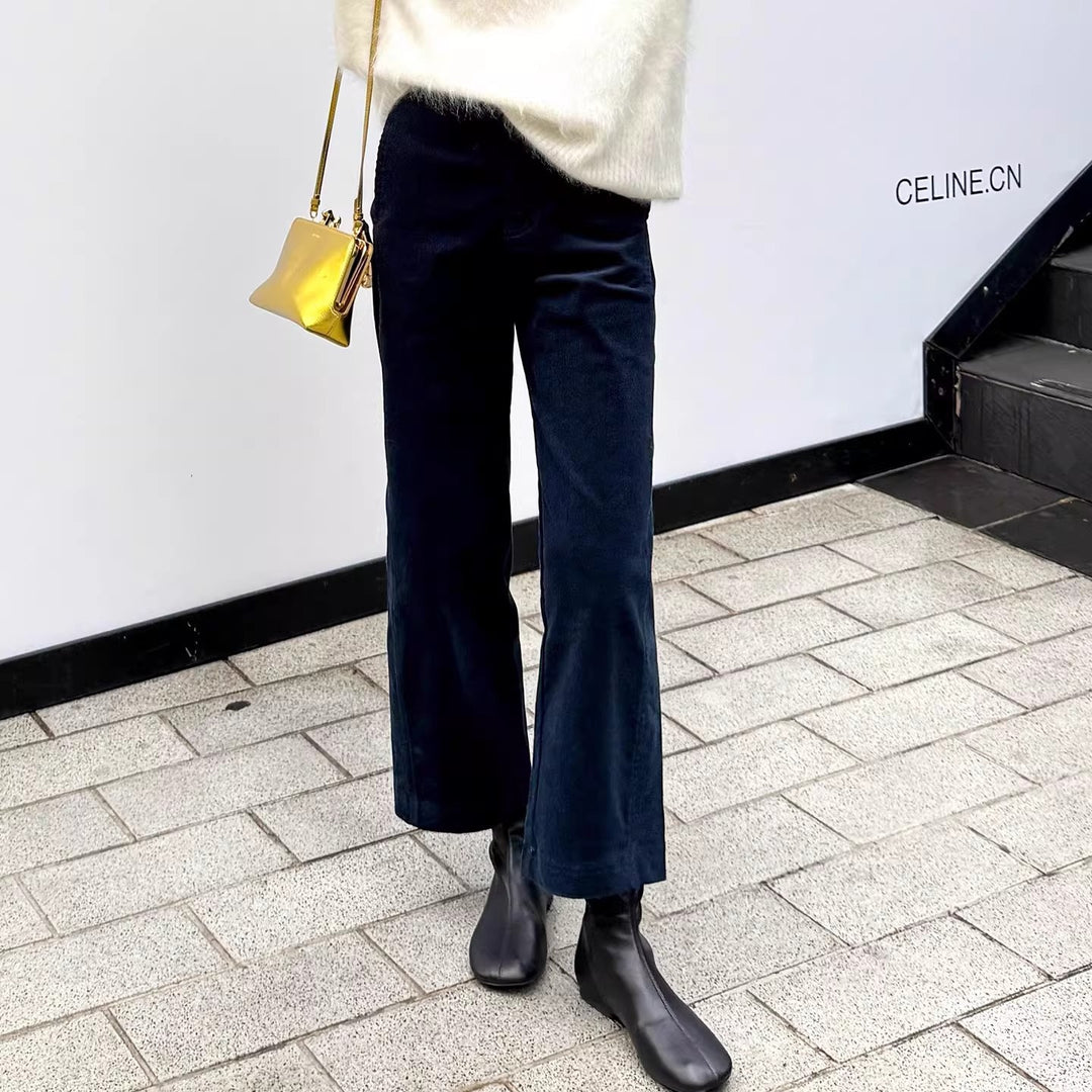 Damen Hochtaillierte Samt-Culotte mit weitem Bein und dezenten Eingrifftaschen Nord Taschen