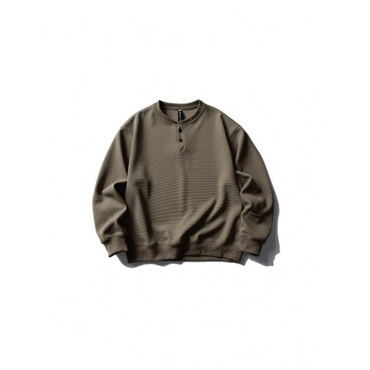 Unisex Waffelstrick-Henley-Sweatshirt im Oversize‑Cut mit Knopfleiste Nord Taschen