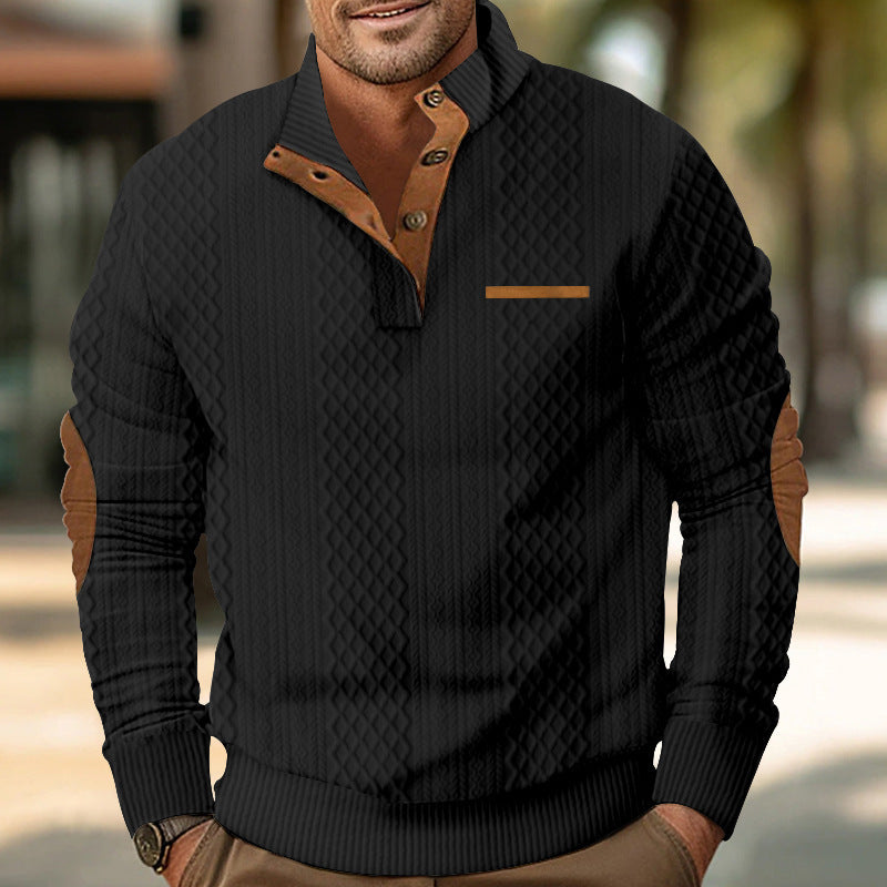 Herren Strickpullover mit modernem Kragen und strukturierter Oberfläche