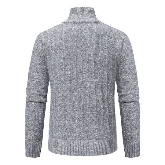 Herren Feinstrick-Halbzip-Pullover mit Zopfmuster und strukturierter Melange-Optik Nord Taschen