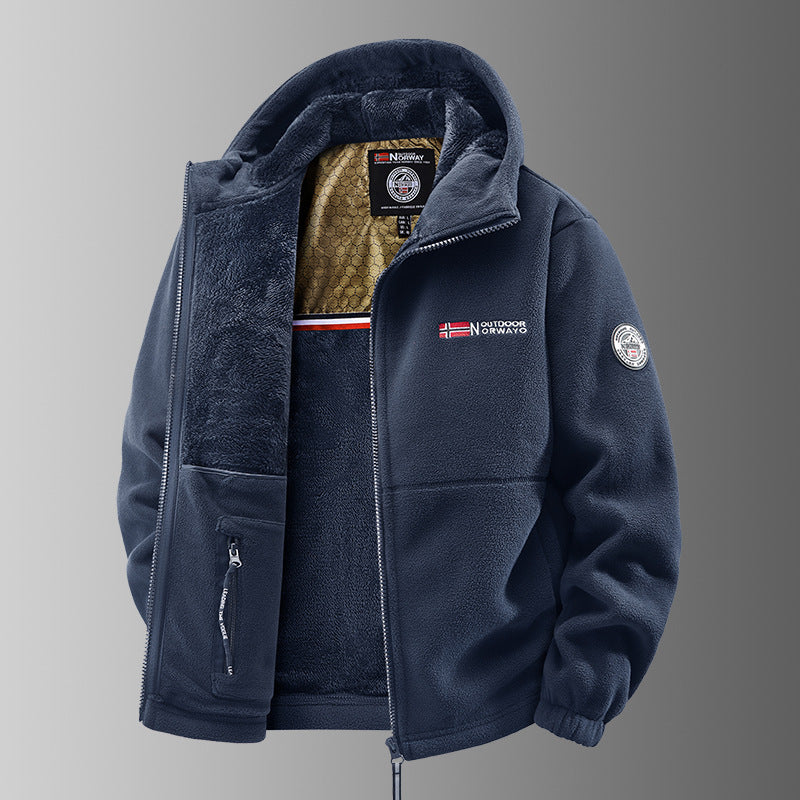 Herren Kuschelige Fleece‑Kapuzenjacke mit Teddyfutter, windabweisend und Reißverschlusstaschen Nord Taschen