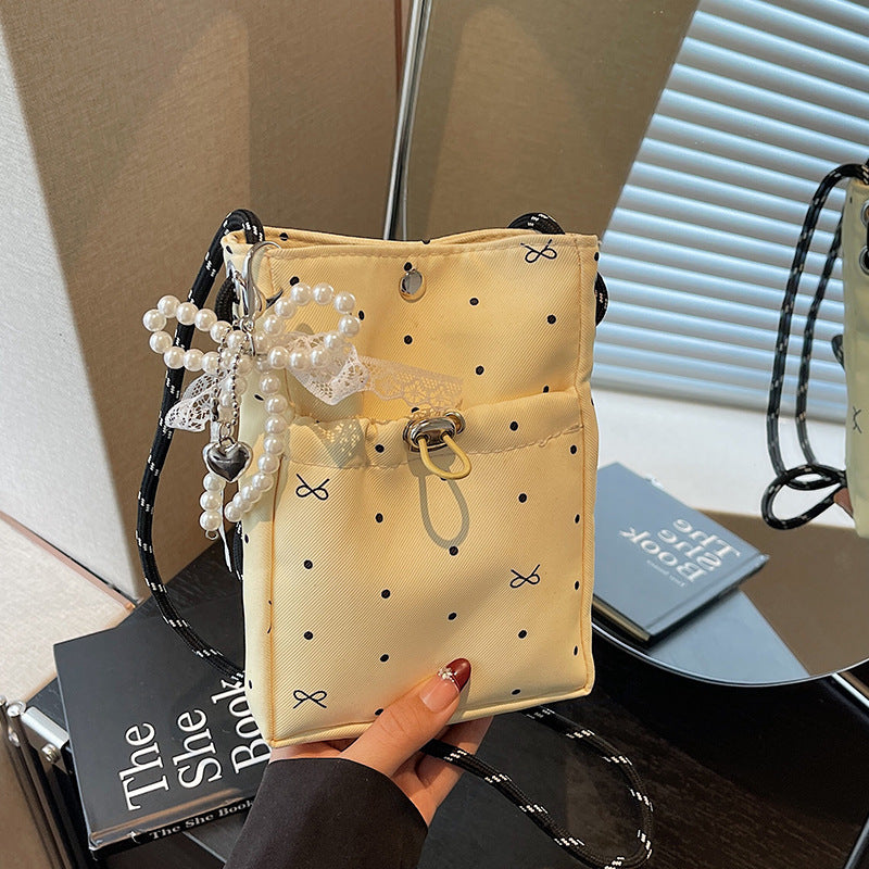 Damen praktische Mini-Umhängetasche mit Kordelzug Nord Taschen