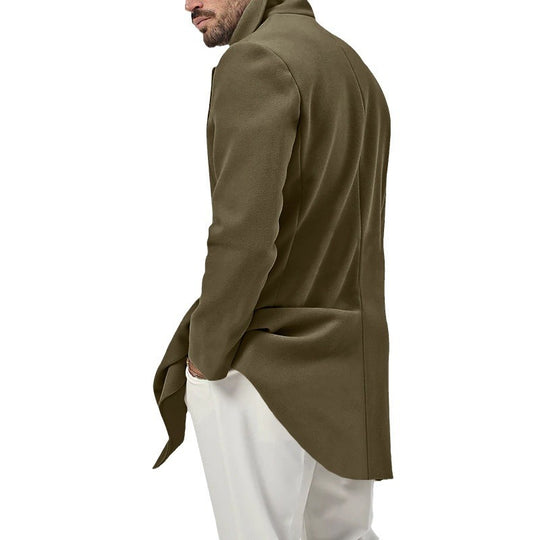 Herren Kurzmantel im Marine-Stil aus Wollmischung mit doppelter Knopfleiste und großem Revers Nord Taschen