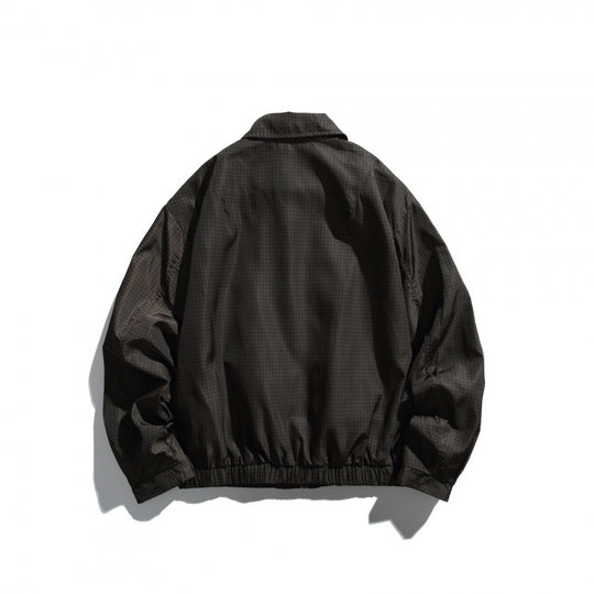 Herren Kurz geschnittene wasserabweisende Harrington-Bomberjacke mit Karomuster-Mikroweave, Druckknopf-Pattentaschen und elastischem Saum Nord Taschen
