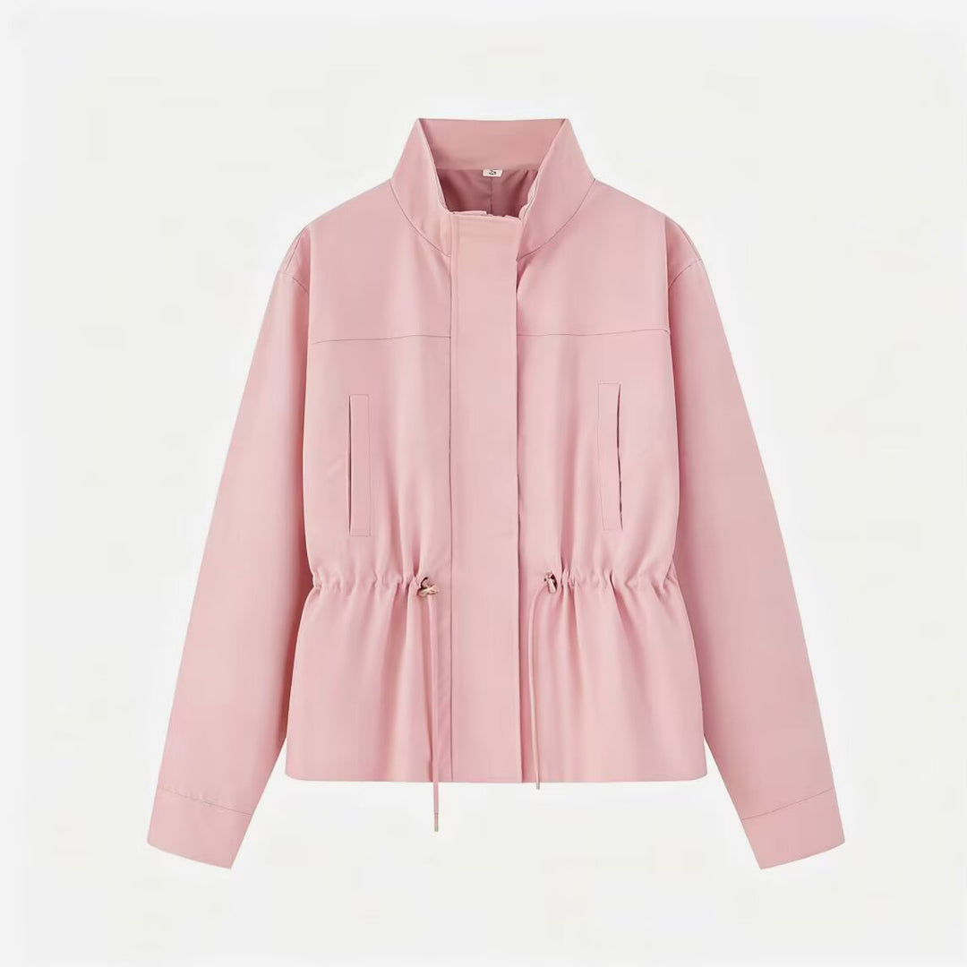 Damen Leichte Wind- und Regenjacke mit Tunnelzug-Taille und Stehkragen Nord Taschen