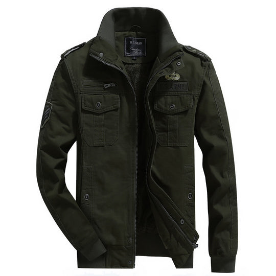 Herren Canvas-Fieldjacke im Utility-Style mit wärmender Fleece-Innenlage und Schulterpatten Nord Taschen
