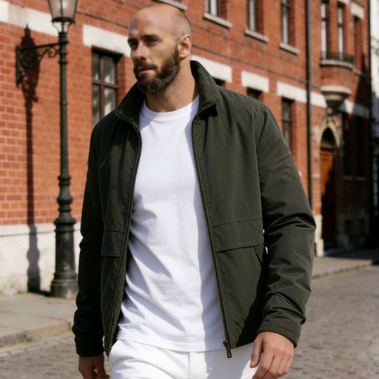 Herren Leichte Utility-Blousonjacke mit Hemdkragen und aufgesetzten Pattentaschen Nord Taschen