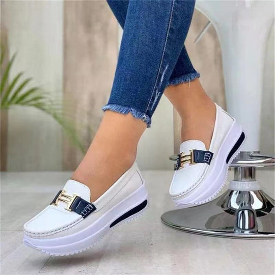 Damen  leichte Plateau-Slipper im Mokassinstil mit luftgepolsterter Gummisohle Nord Taschen