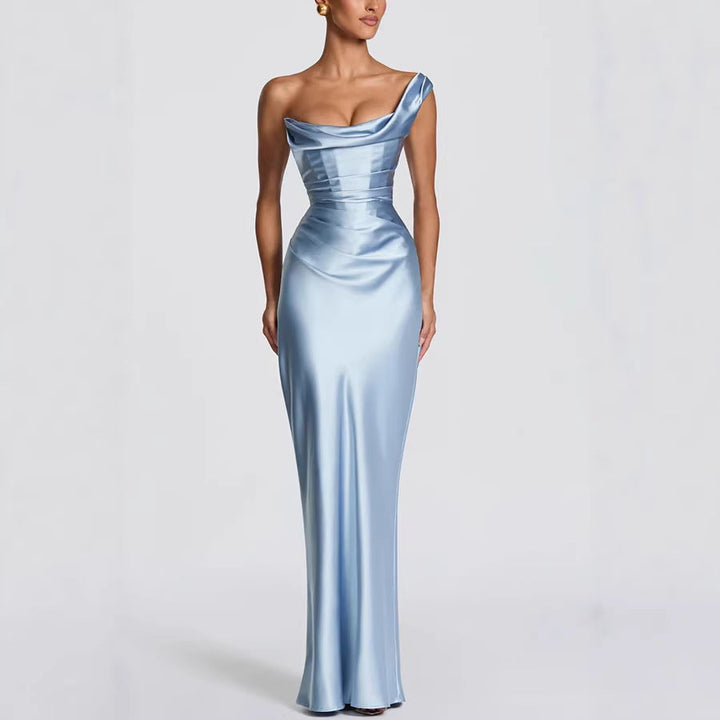 Damen Elegantes Maxikleid mit asymmetrischem Schnitt und fließendem Rock