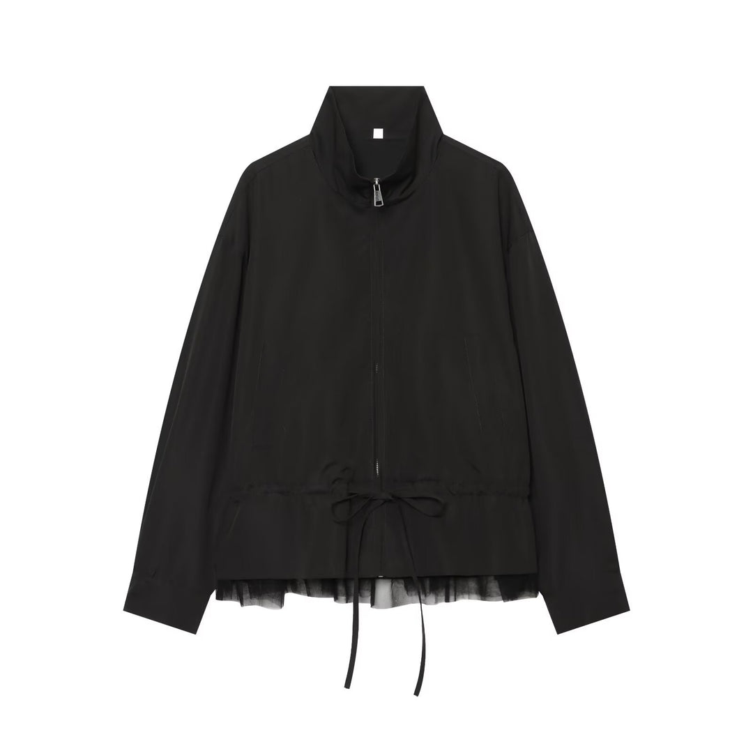Damen Leichter Blouson mit Stehkragen, Tunnelzug‑Taille und Tüllsaum Nord Taschen