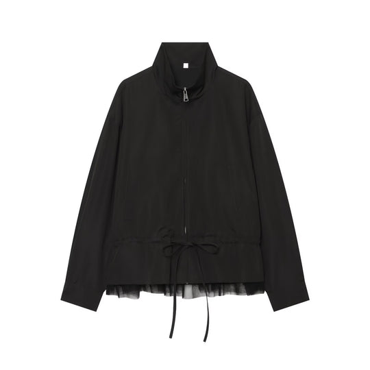 Damen Leichter Blouson mit Stehkragen, Tunnelzug‑Taille und Tüllsaum Nord Taschen