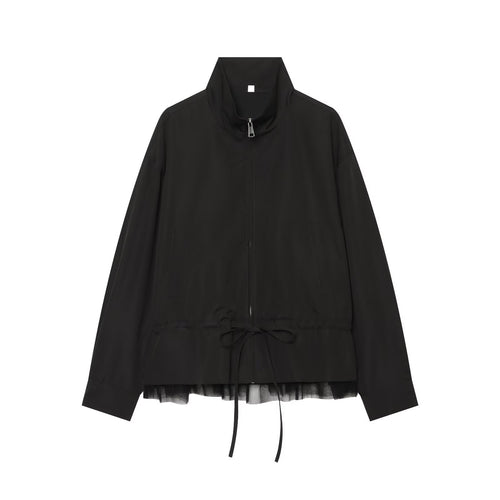 Damen Leichter Blouson mit Stehkragen, Tunnelzug‑Taille und Tüllsaum Nord Taschen