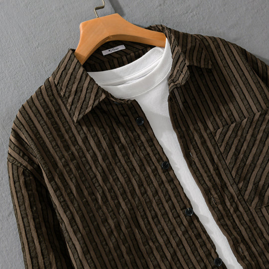 Herren Strukturierter Cord-Overshirt im Relaxed-Fit mit aufgesetzter Brusttasche Nord Taschen