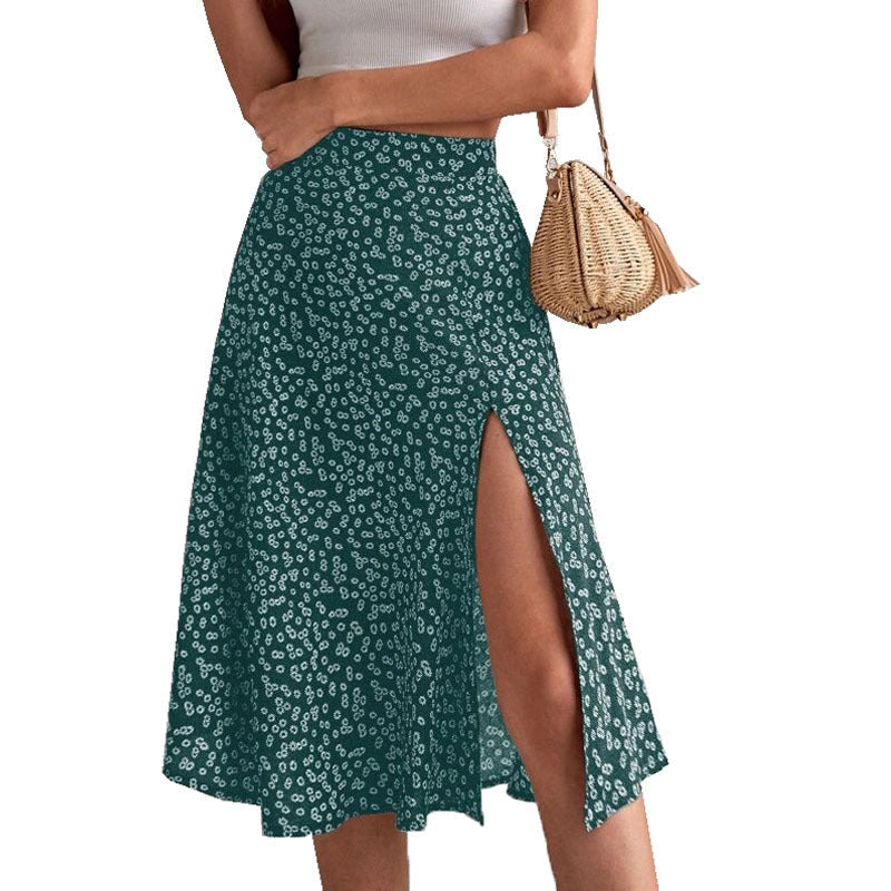 Damen Midi-Rock mit seitlichem Schlitz und floralem Muster